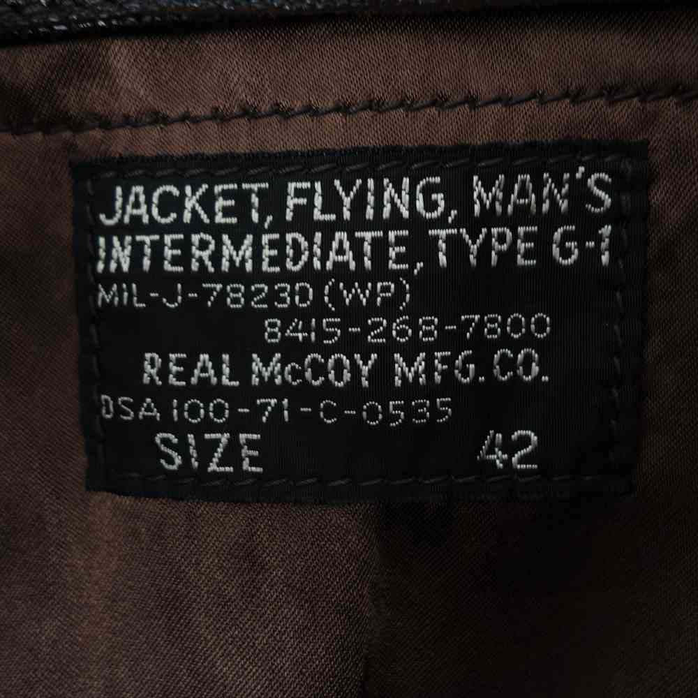 The REAL McCOY'S ザリアルマッコイズ 20AW MJ20003 TYPE G-1 REAL McCOY MFG. CO. MIL-J-7823D フライト ジャケット ゴートスキン レザー ジャケット BROWN ブラウン系 42【中古】