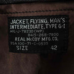 The REAL McCOY'S ザリアルマッコイズ 20AW MJ20003 TYPE G-1 REAL McCOY MFG. CO. MIL-J-7823D フライト ジャケット ゴートスキン レザー ジャケット BROWN ブラウン系 42【中古】