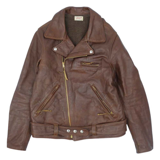 The REAL McCOY'S ザリアルマッコイズ BUCO JH-1 JACKET BROWN ブコ ホースハイド ダブル ライダース レザー ジャケット ブラウン系 40【中古】