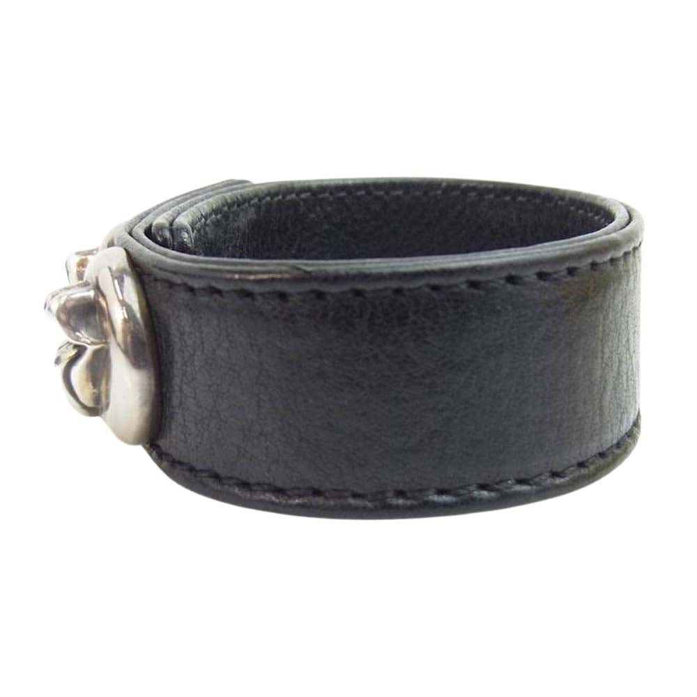 CHROME HEARTS クロムハーツ（原本有） 3BTN 2SNP リップ アンド タン 3ボタン2スナップ レザー ブレスレット ブラック系【中古】