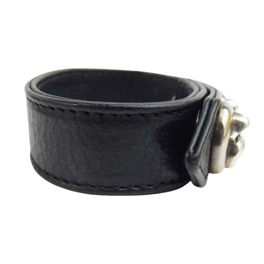 CHROME HEARTS クロムハーツ（原本有） 3BTN 2SNP リップ アンド タン 3ボタン2スナップ レザー ブレスレット ブラック系【中古】