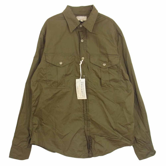 マニファッツュラ チェッカレッリ 706 LIGHT BUSH SHIRT ライト ブッシュ シャツ カーキ系 M【新古品】【未使用】【中古】