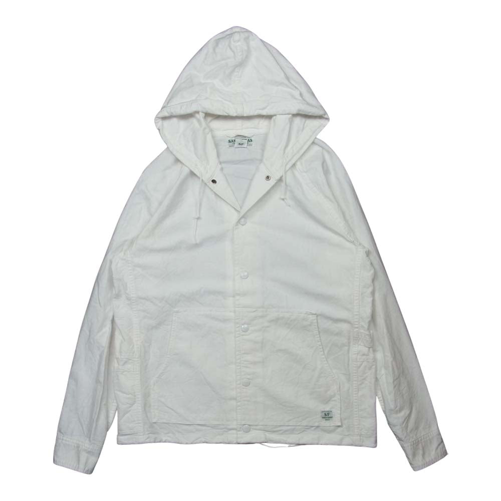 SASAFRAS ササフラス Gardener Bud Breaker Oxford オックスフォード ガーデナー ブレーカー フード ジャケット ホワイト系 S【美品】【中古】