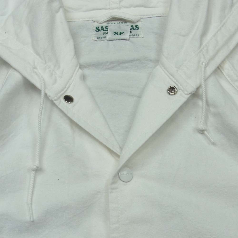 SASAFRAS ササフラス Gardener Bud Breaker Oxford オックスフォード ガーデナー ブレーカー フード ジャケット ホワイト系 S【美品】【中古】