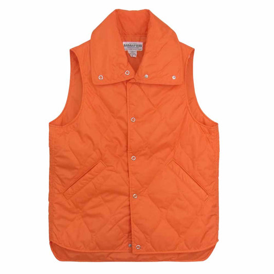 SASAFRAS ササフラス Crazy Gardener Tube Vest  Nylon Quilted ナイロン キルティング クレイジー ガーデナー チューブ ベスト オレンジ系 S【美品】【中古】