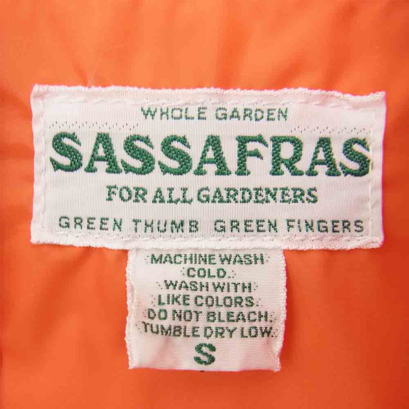 SASAFRAS ササフラス Crazy Gardener Tube Vest  Nylon Quilted ナイロン キルティング クレイジー ガーデナー チューブ ベスト オレンジ系 S【美品】【中古】