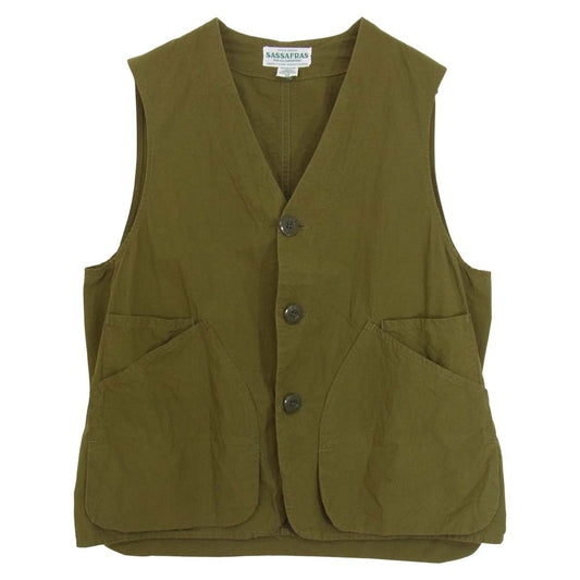 SASAFRAS ササフラス Landscaper Vest リップストップ ランドスケーパー ベスト オリーブ カーキ系 M【美品】【中古】