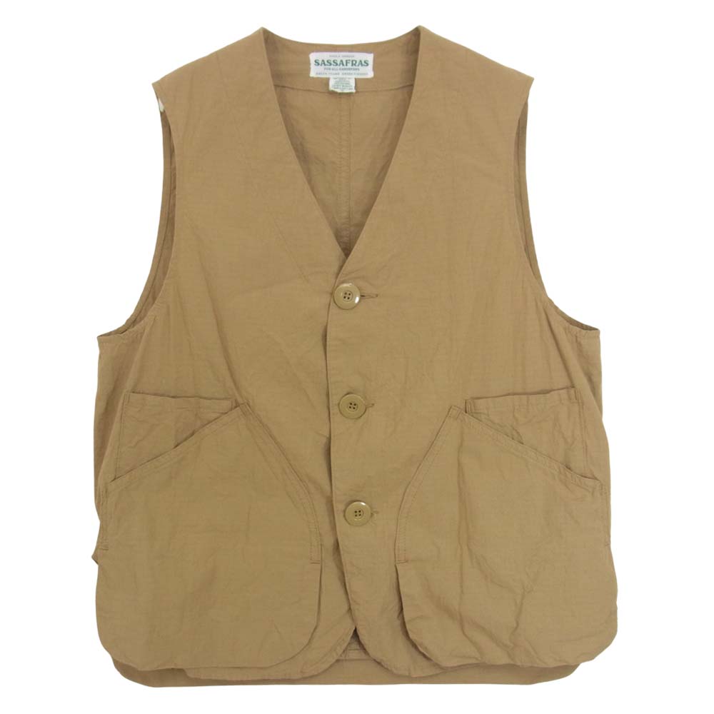 SASAFRAS ササフラス Landscaper Vest リップストップ ランドスケーパー ベスト ベージュ ベージュ系 S【美品】【中古】