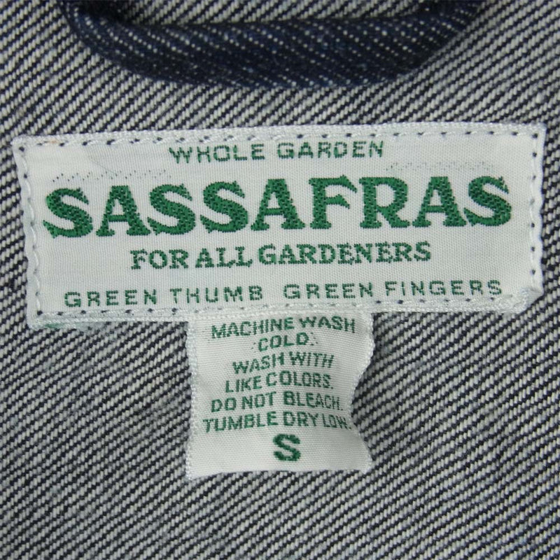 SASAFRAS ササフラス Gardeners Jacket 13.5oz Denim デニム ガーデナーズ ジャケット インディゴブルー系 S【美品】【中古】