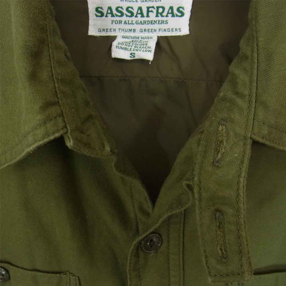 SASAFRAS ササフラス FEEL SUN HALF フィール サン ハーフ シャツ ジャケット カーキ系 S【美品】【中古】