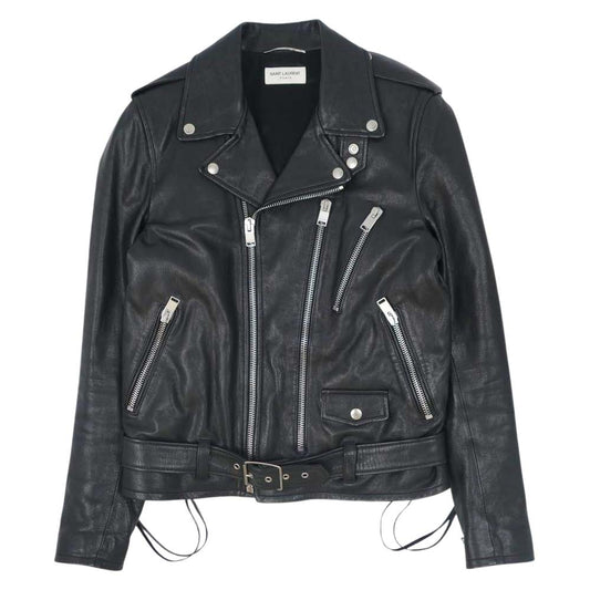 SAINT LAURENT サンローラン エディ期 16SS 国内正規品 397292 Y5YC1 L17 クラシック モーターサイクル レザー ダブルライダース ジャケット ブラック系 48【中古】