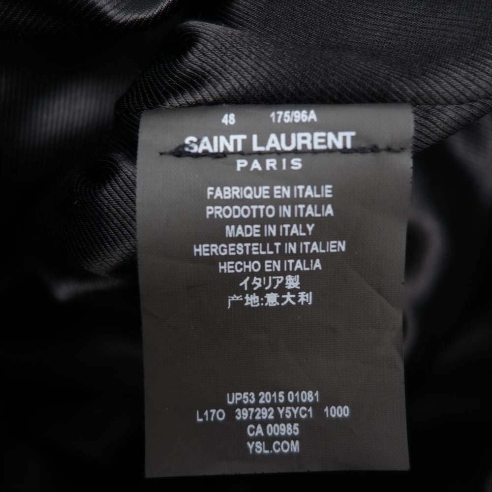 SAINT LAURENT サンローラン エディ期 16SS 国内正規品 397292 Y5YC1 L17 クラシック モーターサイクル レザー ダブルライダース ジャケット ブラック系 48【中古】