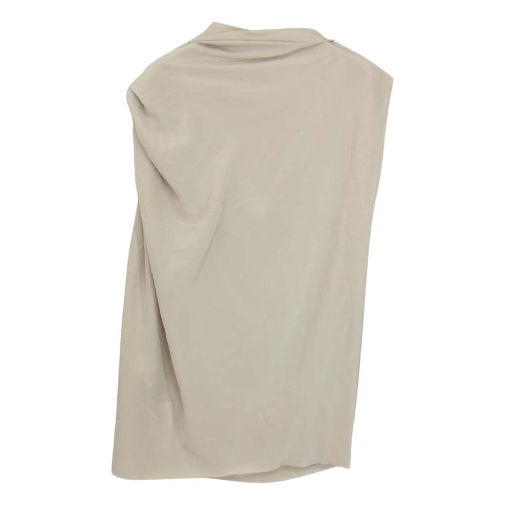 LANVIN ランバン 国内正規品 シルク100％ ドレープネック ノースリーブ ブラウス グレー系 34【中古】