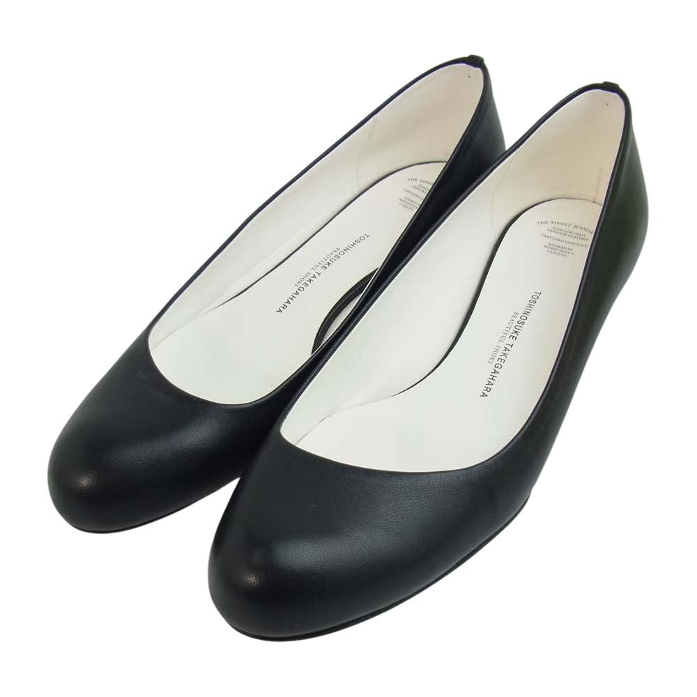 トシノスケ タケガハラ BEAUTIFUL SHOES ビューティフル シューズ LOWROUNDMONOCHROME パンプス ブラック系 24㎝【美品】【中古】