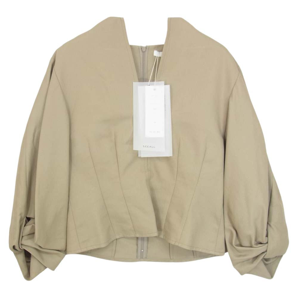 シーオール SAW13 TP101 TWISTED SLEEVE TUNIC ツイスト スリーブ チュニック ベージュ系 38【新古品】【未使用】【中古】