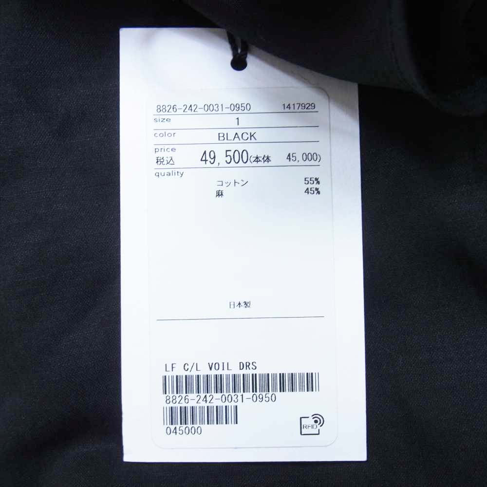 ロエフ 21SS Made in Japan LF C/L VOIL DRS コットン リネン カフタン ワンピース ブラック系 1【新古品】【未使用】【中古】