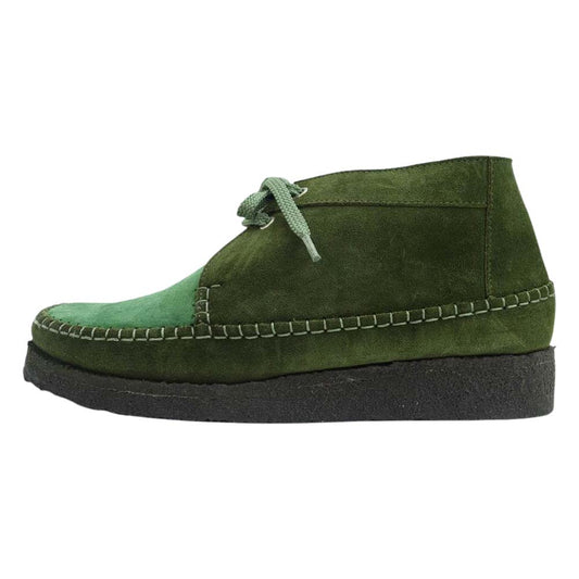 COMME des GARCONS コムデギャルソン HOMME DEUX オムドゥ PADMORE & BARNES パドモアアンドバーンズ P600 2-TONE クレープソール モカシン シューズ グリーン系 6【極上美品】【中古】
