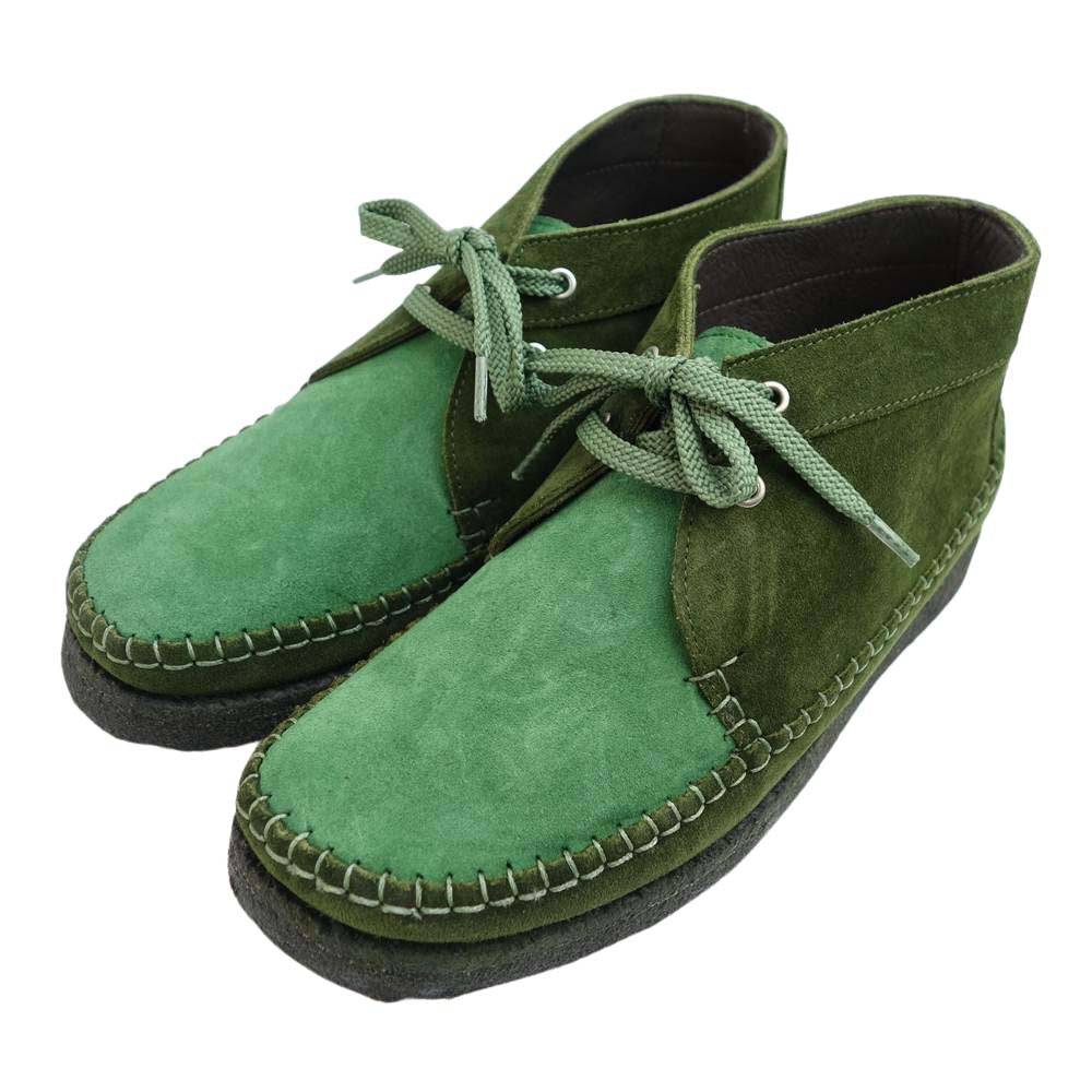 COMME des GARCONS コムデギャルソン HOMME DEUX オムドゥ PADMORE & BARNES パドモアアンドバーンズ P600 2-TONE クレープソール モカシン シューズ グリーン系 6【極上美品】【中古】