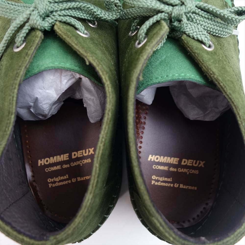 COMME des GARCONS コムデギャルソン HOMME DEUX オムドゥ PADMORE & BARNES パドモアアンドバーンズ P600 2-TONE クレープソール モカシン シューズ グリーン系 6【極上美品】【中古】