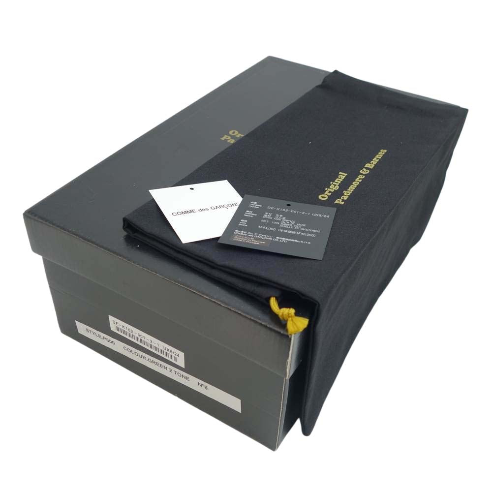 COMME des GARCONS コムデギャルソン HOMME DEUX オムドゥ PADMORE & BARNES パドモアアンドバーンズ P600 2-TONE クレープソール モカシン シューズ グリーン系 6【極上美品】【中古】