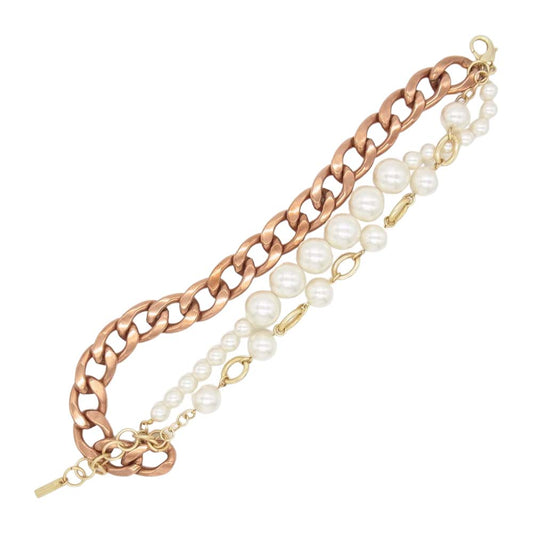 JUNYA WATANABE COMME des GARCONS ジュンヤワタナベコムデギャルソン 20SS JE-K801-051 フェイクパール チェーン 2連 ネックレス ホワイト系【美品】【中古】