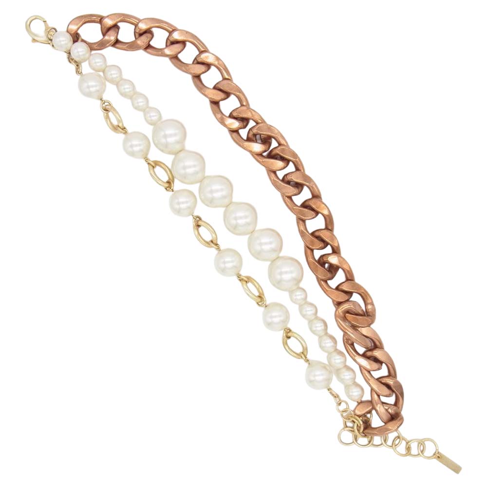 JUNYA WATANABE COMME des GARCONS ジュンヤワタナベコムデギャルソン 20SS JE-K801-051 フェイクパール チェーン 2連 ネックレス ホワイト系【美品】【中古】