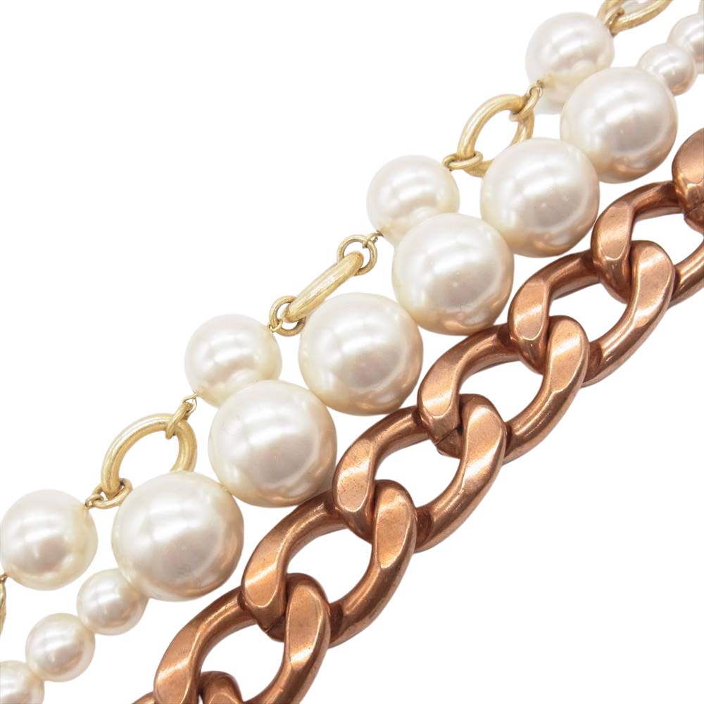 JUNYA WATANABE COMME des GARCONS ジュンヤワタナベコムデギャルソン 20SS JE-K801-051 フェイクパール チェーン 2連 ネックレス ホワイト系【美品】【中古】