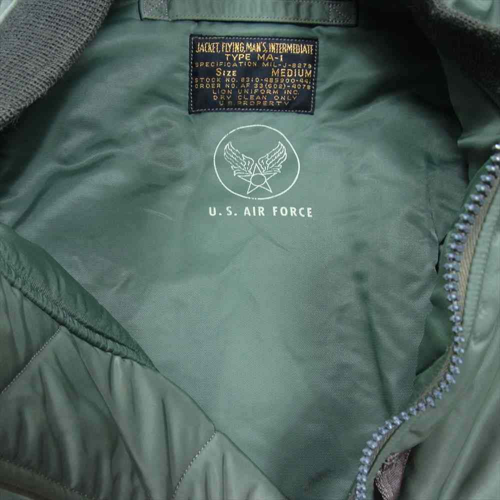 Buzz Rickson's バズリクソンズ BR10981 LION UNIFORM INC. ライオンユニフォーム社 実名復刻 TYPE MA-1 フライト ジャケット カーキ系 M【中古】