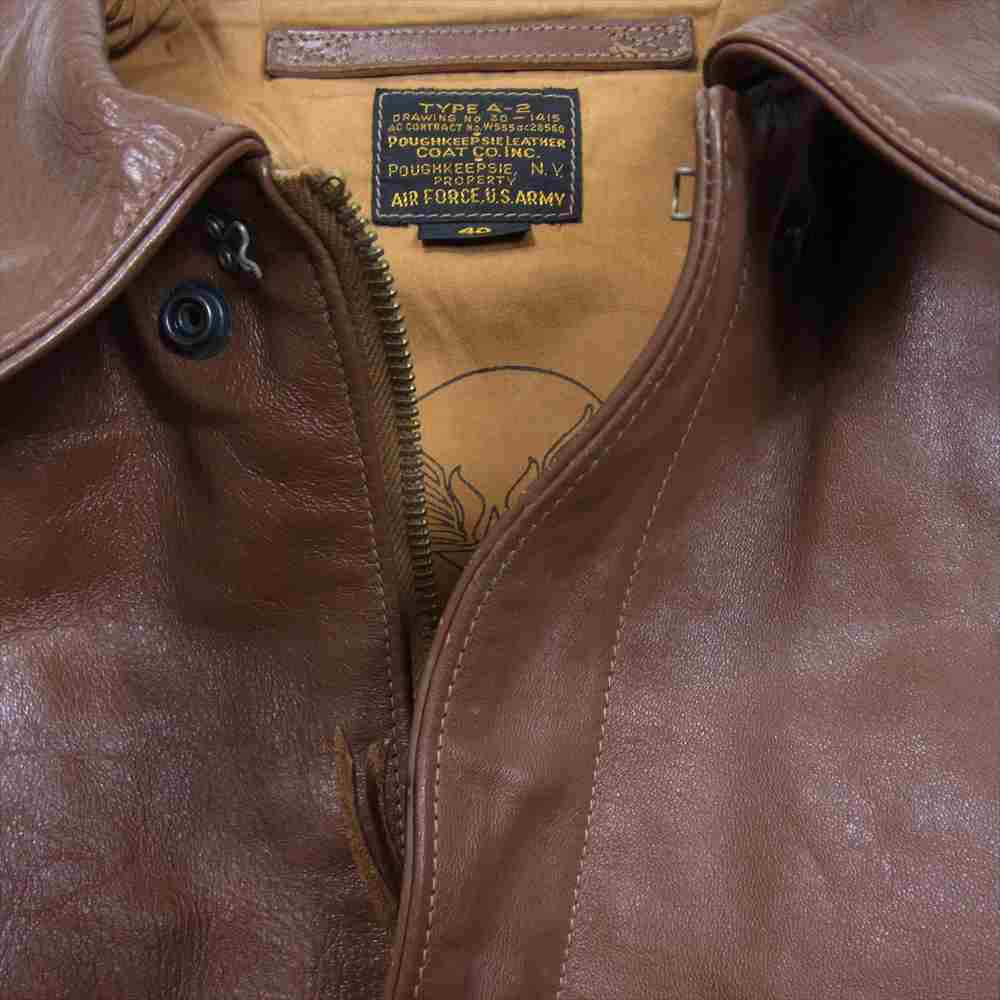 The REAL McCOY'S ザリアルマッコイズ 30-1415 Poughkeepsie Leather Coat Co. ポキプシー レザー コート社 実名復刻 TYPE A-2 フライト ジャケット ブラウン系 40【中古】