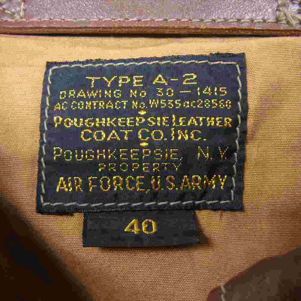 The REAL McCOY'S ザリアルマッコイズ 30-1415 Poughkeepsie Leather Coat Co. ポキプシー レザー コート社 実名復刻 TYPE A-2 フライト ジャケット ブラウン系 40【中古】