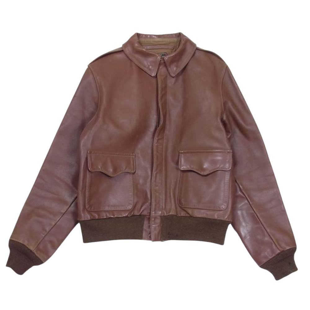 The REAL McCOY'S ザリアルマッコイズ 30-1415 旧マッコイ ROUGH WEAR社 ラフウェア社 実名復刻 TYPE A-2 レザー フライト ジャケット ブラウン系 40【中古】