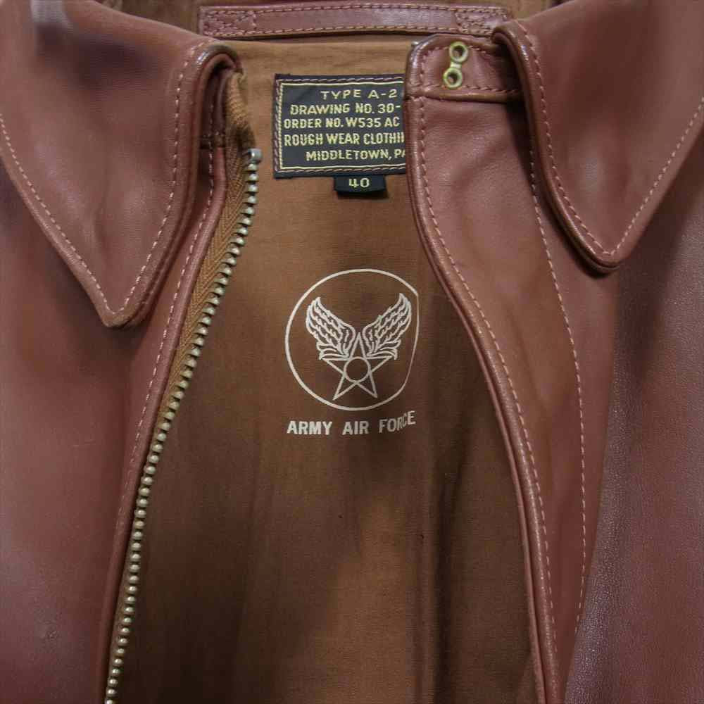 The REAL McCOY'S ザリアルマッコイズ 30-1415 旧マッコイ ROUGH WEAR社 ラフウェア社 実名復刻 TYPE A-2 レザー フライト ジャケット ブラウン系 40【中古】