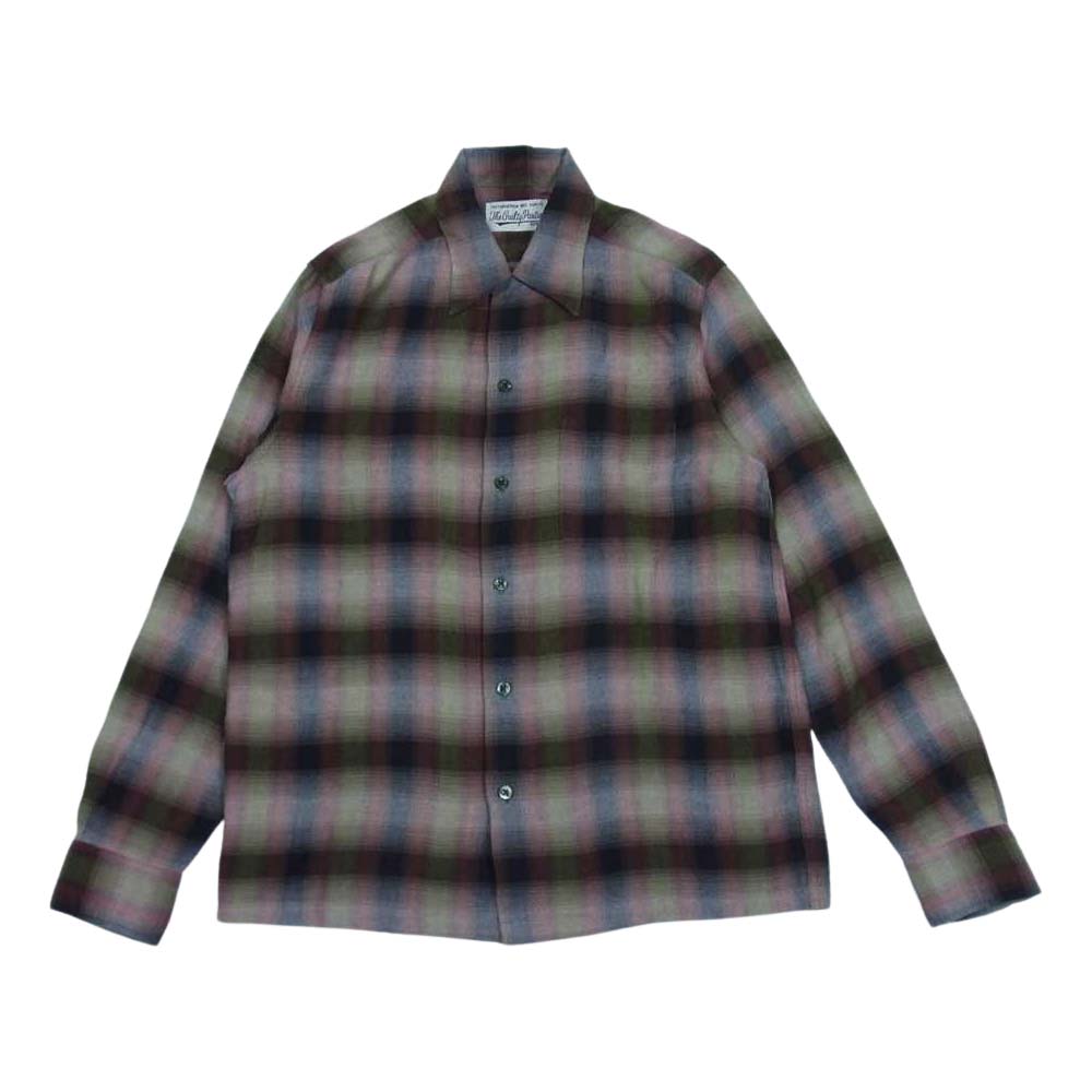 WACKO MARIA ワコマリア オンブレ チェック 長袖 レーヨン シャツ カーキ系 S【中古】