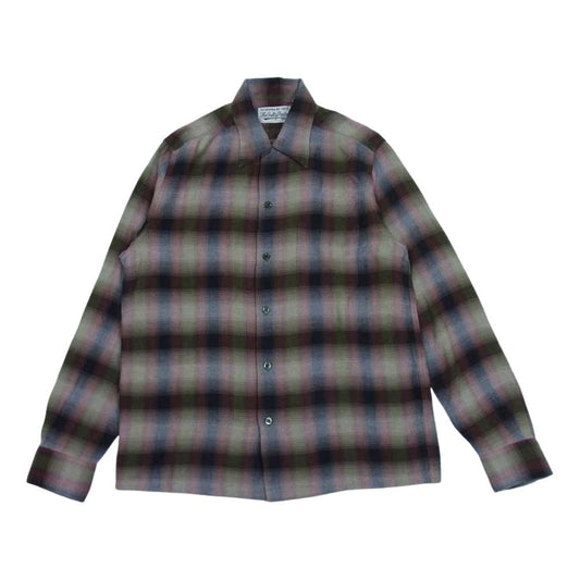WACKO MARIA ワコマリア オンブレ チェック 長袖 レーヨン シャツ カーキ系 S【中古】