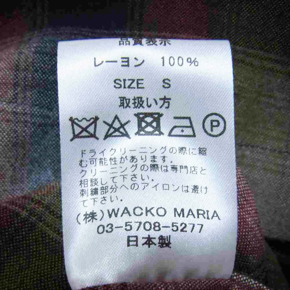 WACKO MARIA ワコマリア オンブレ チェック 長袖 レーヨン シャツ カーキ系 S【中古】