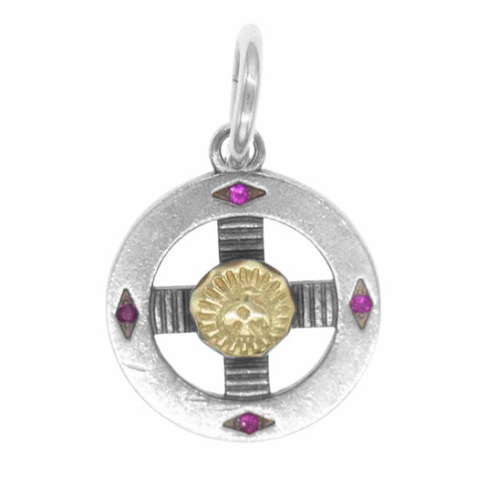 WINGROCK ウィングロック K18 金メタル ルビー メディスンホイール ペンダントトップ シルバー系【中古】