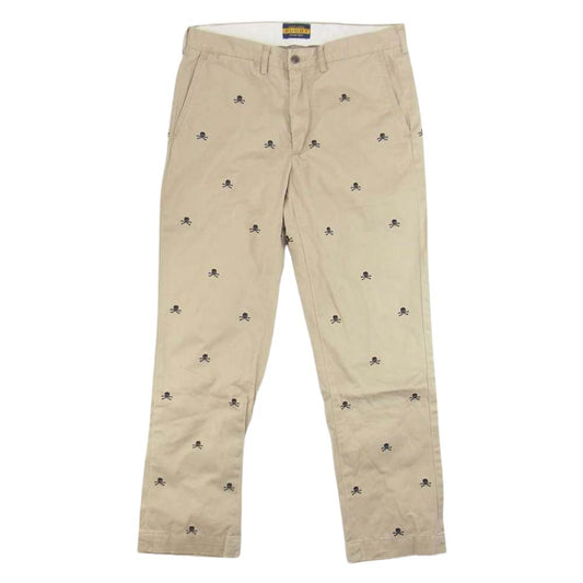 RALPH LAUREN ラルフローレン RUGBY ラグビー スカル刺繍 パンツ ベージュ系 32【中古】