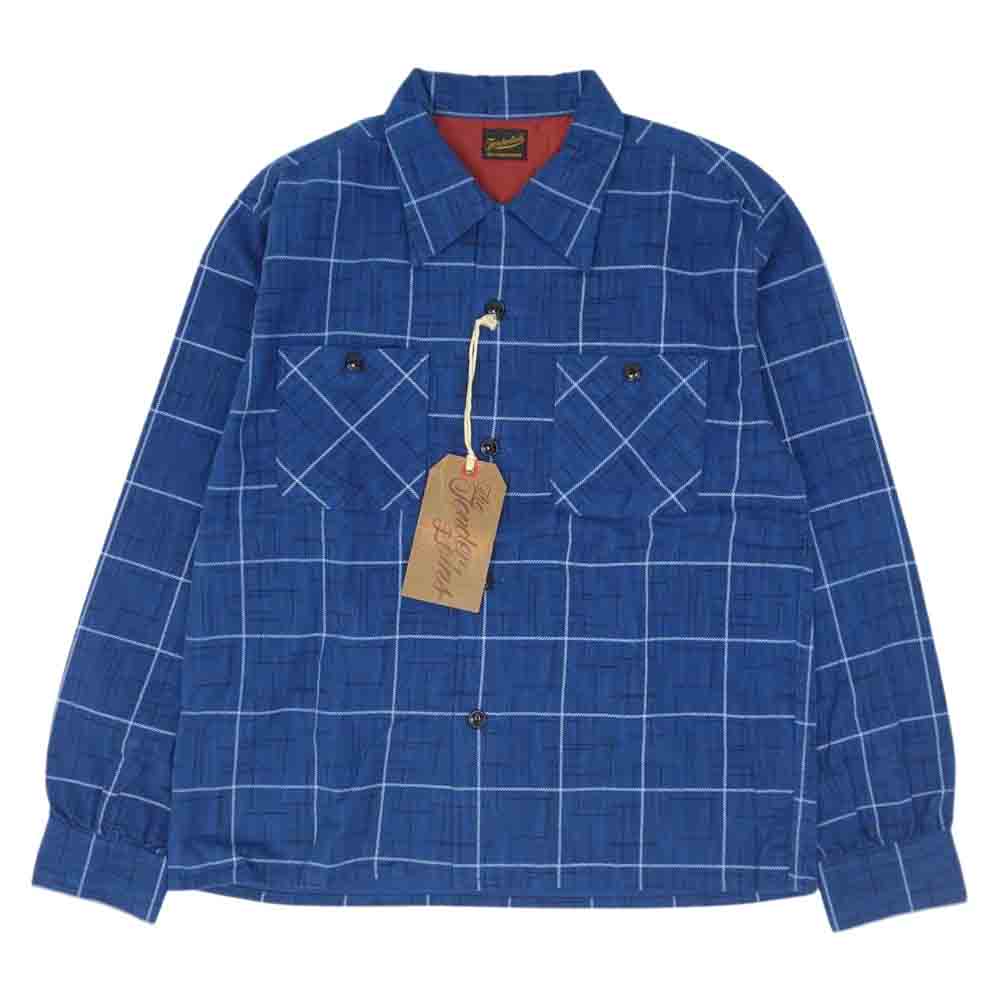 TENDERLOIN テンダーロイン T-PRINT FLANNEL SHT プリント フランネル オープンカラー シャツ ブルー系 S【中古】