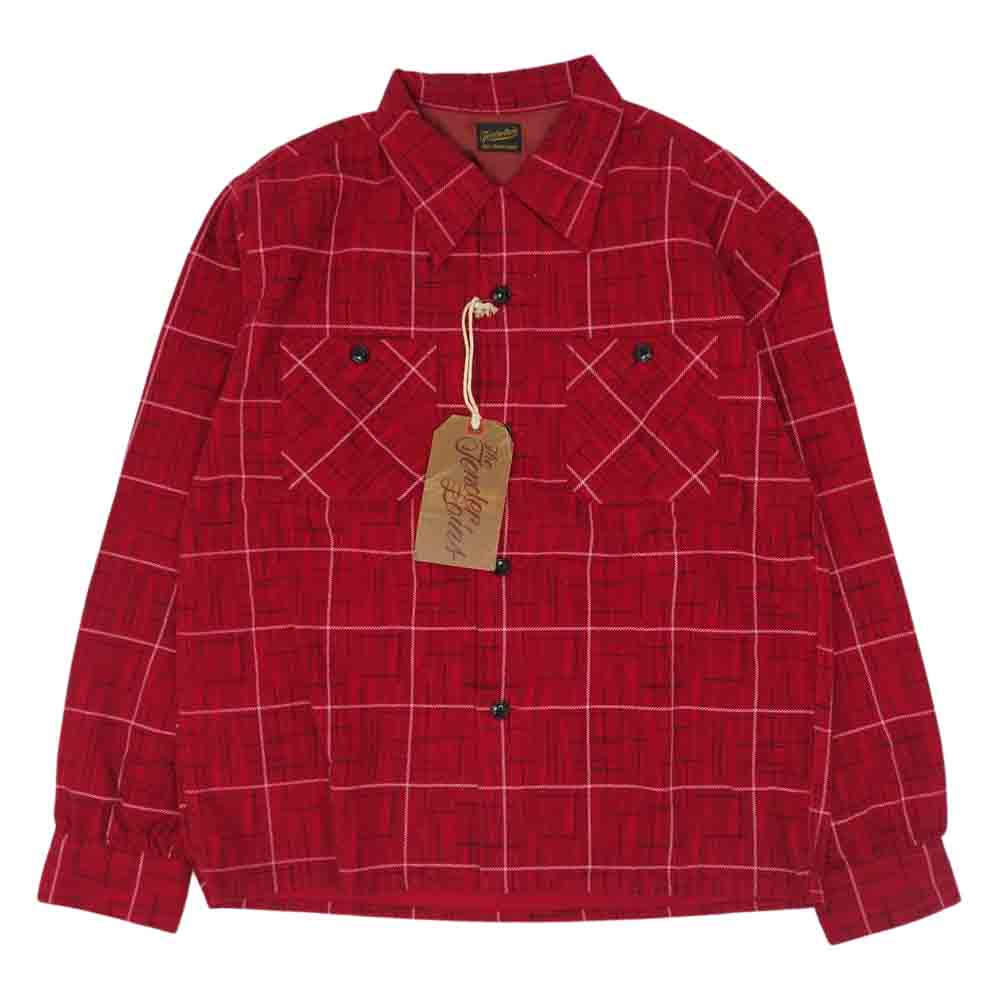 TENDERLOIN テンダーロイン T-PRINT FLANNEL SHT プリント フランネル オープンカラー シャツ  レッド系 S【美品】【中古】