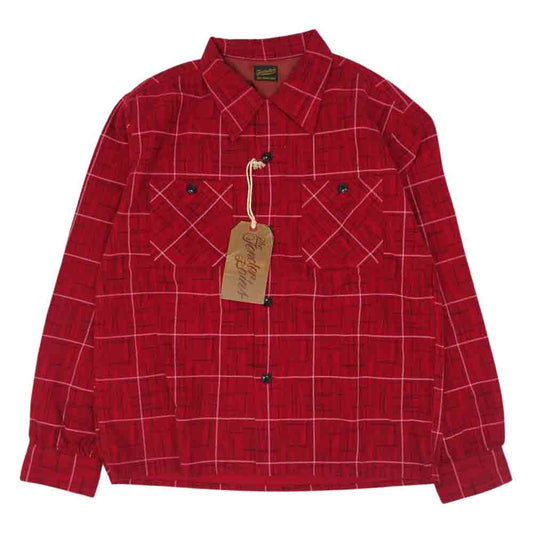 TENDERLOIN テンダーロイン T-PRINT FLANNEL SHT プリント フランネル オープンカラー シャツ  レッド系 S【美品】【中古】