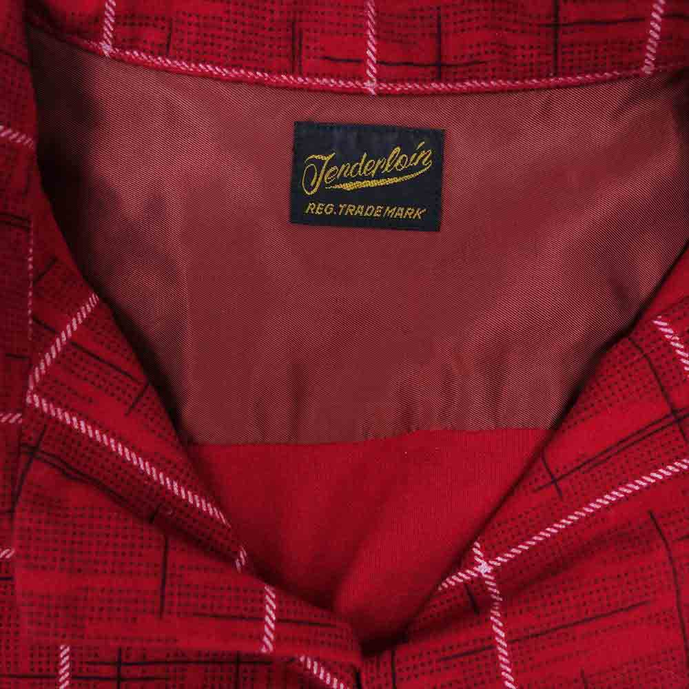 TENDERLOIN テンダーロイン T-PRINT FLANNEL SHT プリント フランネル オープンカラー シャツ  レッド系 S【美品】【中古】