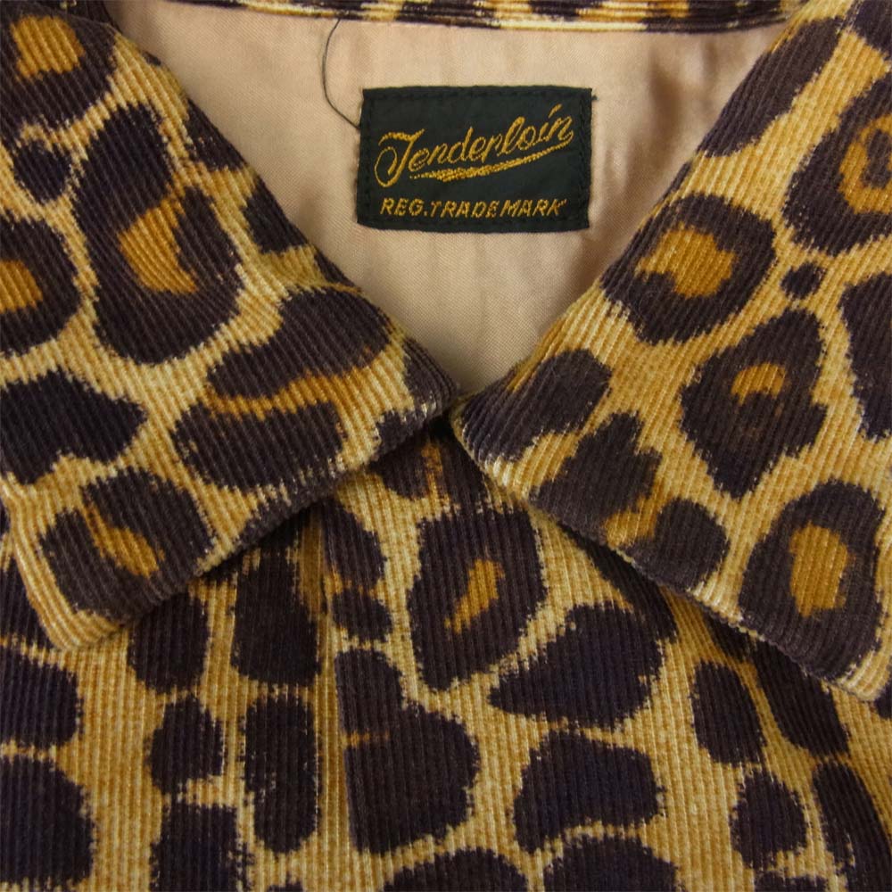 TENDERLOIN テンダーロイン T-COURDUROY SHT LEOPARD コーデュロイ オープンカラー シャツ レオパード ブラウン系 S【美品】【中古】