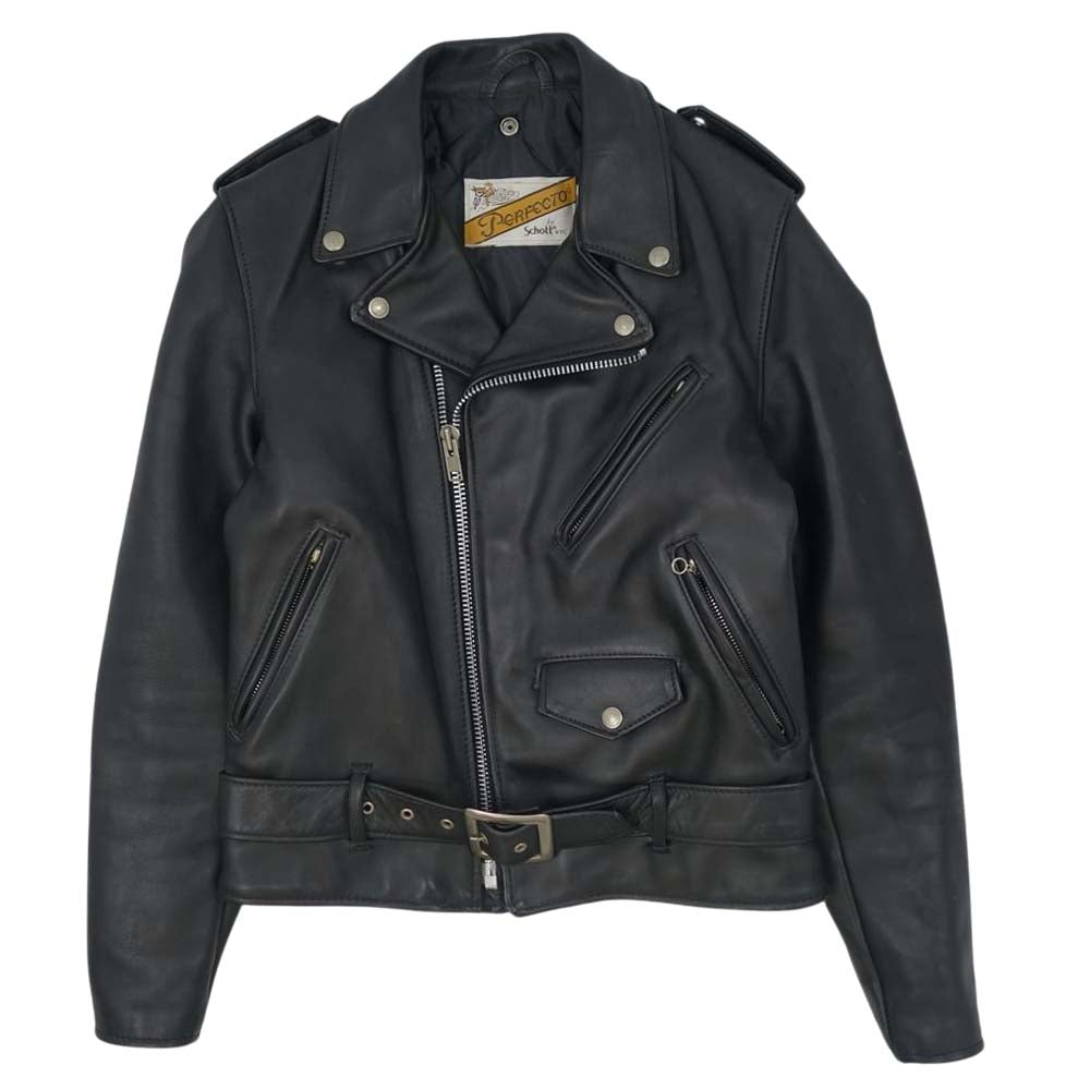 schott ショット 80～90's USA製 バイカータグ 後期 618 LEATHER DOUBLE RIDERS JACKET ダブルライダース レザー ジャケット ブラック系 36【中古】