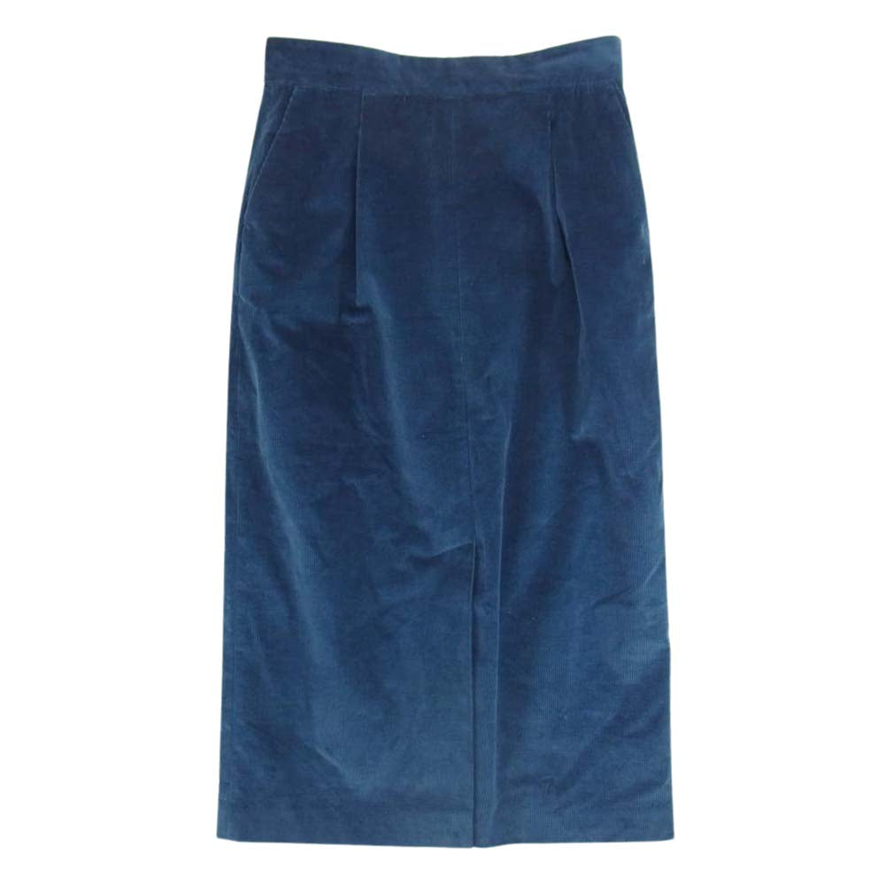 INCOTEX インコテックス フロントスリット コーデュロイ タイト スカート ブルー系 40【中古】