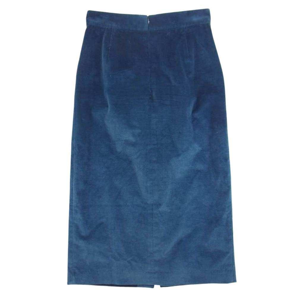 INCOTEX インコテックス フロントスリット コーデュロイ タイト スカート ブルー系 40【中古】
