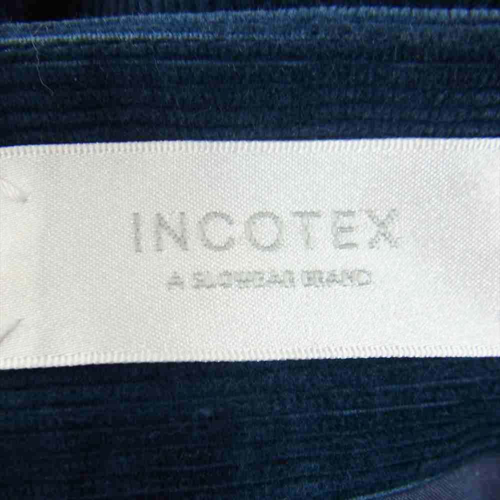 INCOTEX インコテックス フロントスリット コーデュロイ タイト スカート ブルー系 40【中古】