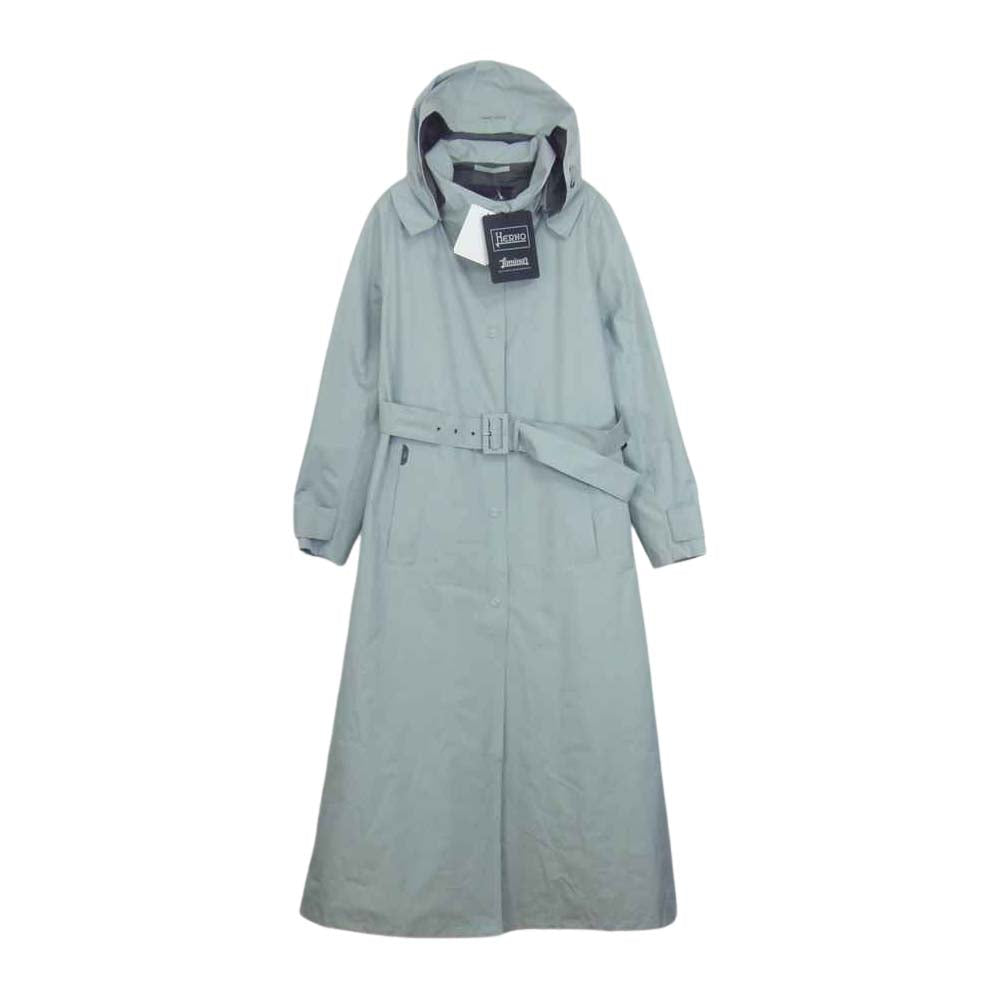 Herno ヘルノ 国内正規品 IM037DL 着脱可能フード付き ベルテッド コート グレー系 L【中古】