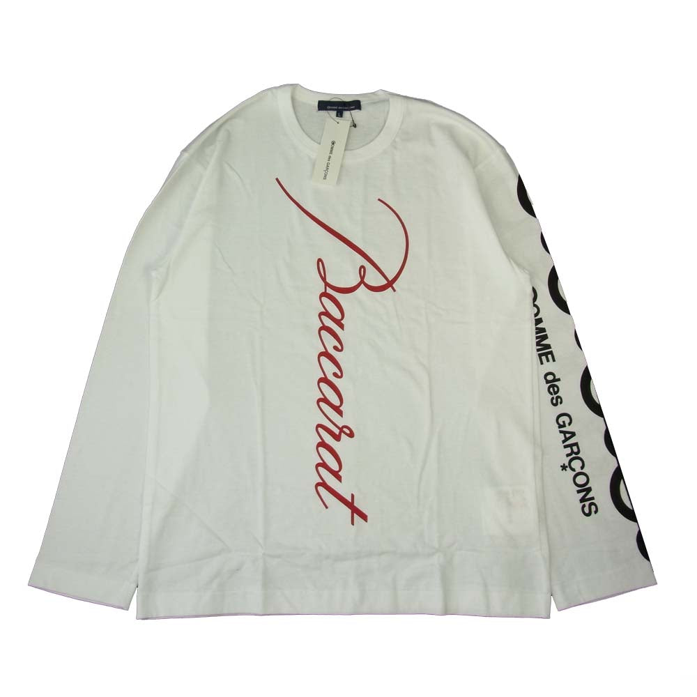 COMME des GARCONS コムデギャルソン KC-T004-051-1-4 x Baccarat SLEEVE LOGO T 青山限定 バカラ スリーブロゴ 長袖 Tシャツ ホワイト系 L【新古品】【未使用】【中古】