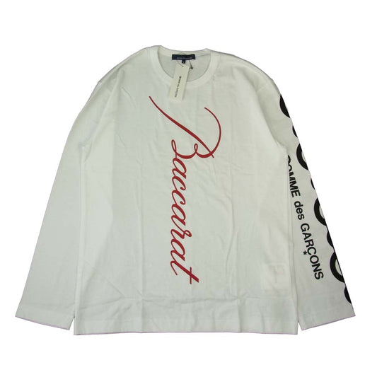 COMME des GARCONS コムデギャルソン KC-T004-051-1-4 x Baccarat SLEEVE LOGO T 青山限定 バカラ スリーブロゴ 長袖 Tシャツ ホワイト系 L【新古品】【未使用】【中古】