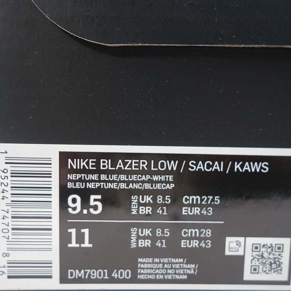 NIKE ナイキ DM7901-400 × sacai x KAWS BLAZER LOW × sacai x KAWS BLAZER LOW サカイ カウズ ブレーザー ロー ホワイト系 ネイビー系 27.5cm【新古品】【未使用】【中古】